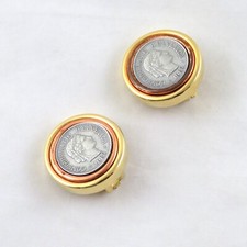 Vintage David Grau Swiss Coin Earrings Gold Tone