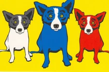George Rodrigue  Blue Dog Brothers HD print on canvas fashion rolled up print