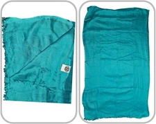 Women's Teal Frayed Edge Lightweight Rectangular Scarf 100% Modal 76" X 44" 
