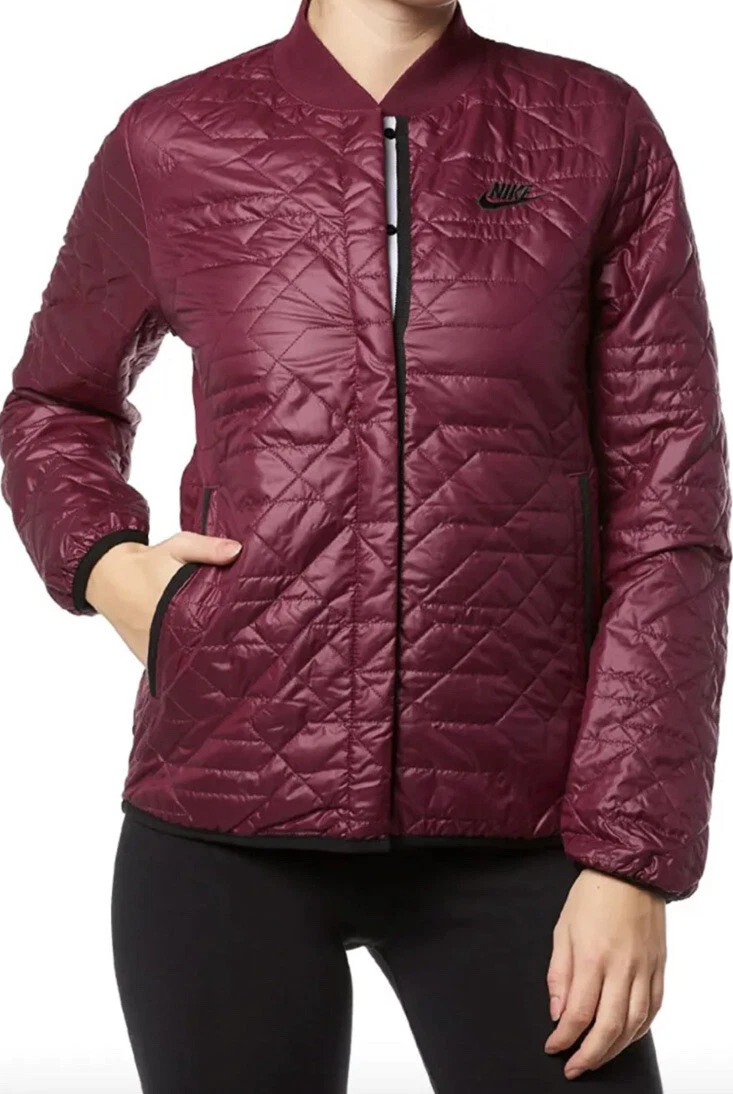 binnen acuut Kan worden berekend Nike Women&#039;s Quilted Primaloft Bomber Jacket size S Bordeaux Purple |  eBay