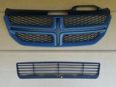 For 2011-2020 Dodge Journey Front Bumper Upper Lower Grille Black Set 2pc