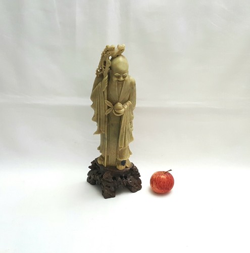 Large heavy vintage Japanese / Chinese carved soapstone wise man / sage figurine - Picture 7 of 12