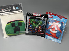 Lot of New Kids Face Masks Minecraft Marvel Hulk Spiderman Creeper 6 masks 