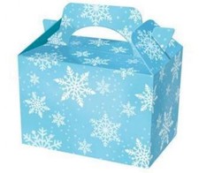 25 Frozen White Snowflake Food Boxes ~ Birthday Party Picnic Carry Meal Box Bag