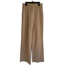 Zara Wide Leg Caramel High Rise Pull On Relaxed Fit Knit Pants Size Small NWOT