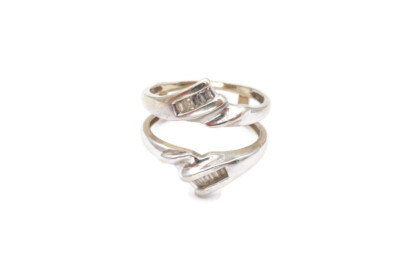 14k White Gold Diamond Ring Wrap Enhancer Guard Band Set Size 6.25