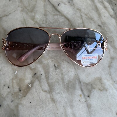 True Religion Rose Gold Oversized Aviator Sunglasses New Original TRUE RELIGION AVIATOR Sunglasses Oversized  main image 3