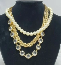 Charming Charlie 3 strand gold-pearl necklace NWT retail $30