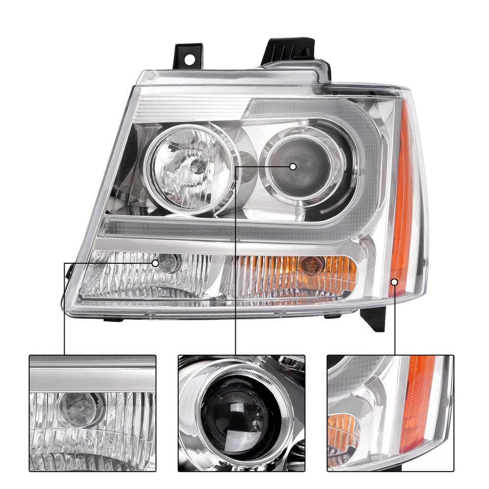 Faro proyector LED DRL transparente para Chevy Avalanche Suburban Tahoe 2007-14 Foto 4 de 4
