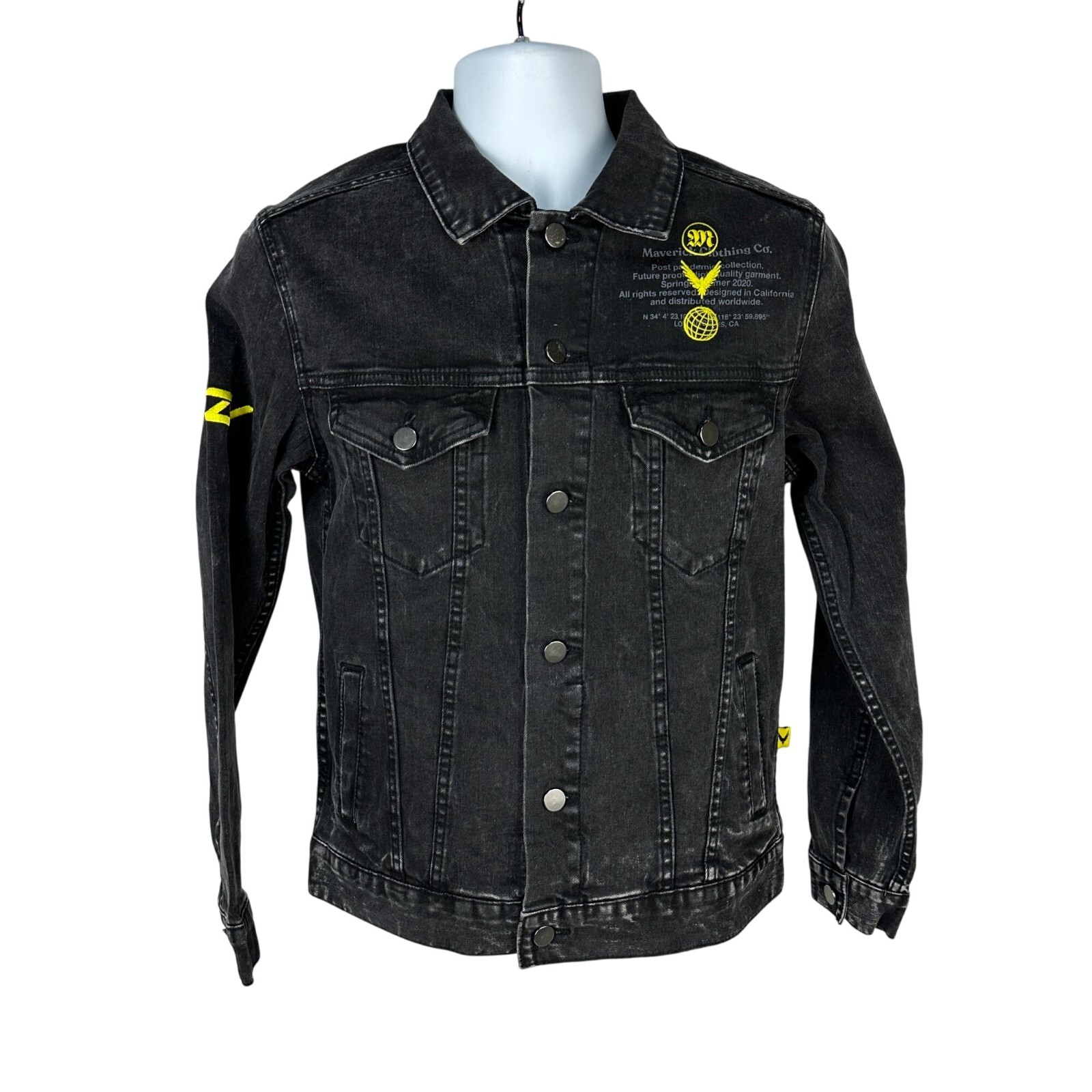 Maverick Clothing Co. Black Denim Jacket With Yellow Graphic