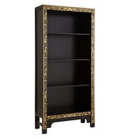 Shanghai Oriental Painted Furniture Black Large Decorated Bookcase Shanghai Oriental Painted Furniture Black Large Decorated Bookcase