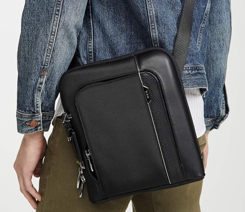 TUMI Arrive Olten Shoulder Bag Sleek Black Cross body Mens TUMI Arrive Olten Shoulder Bag Sleek Black Cross body Mens
