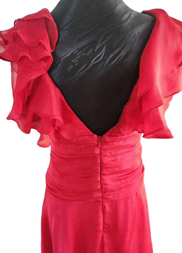 Vestido de fiesta de verano de gasa bebe rojo forrado 100 % seda talla 8 cóctel precio de venta sugerido por el fabricante 129,00 USD Foto 3 de 4