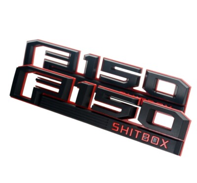 Matte Black Red Fender Badge Emblem Set For F-150 XLT 2015-2020 (Left & Right)