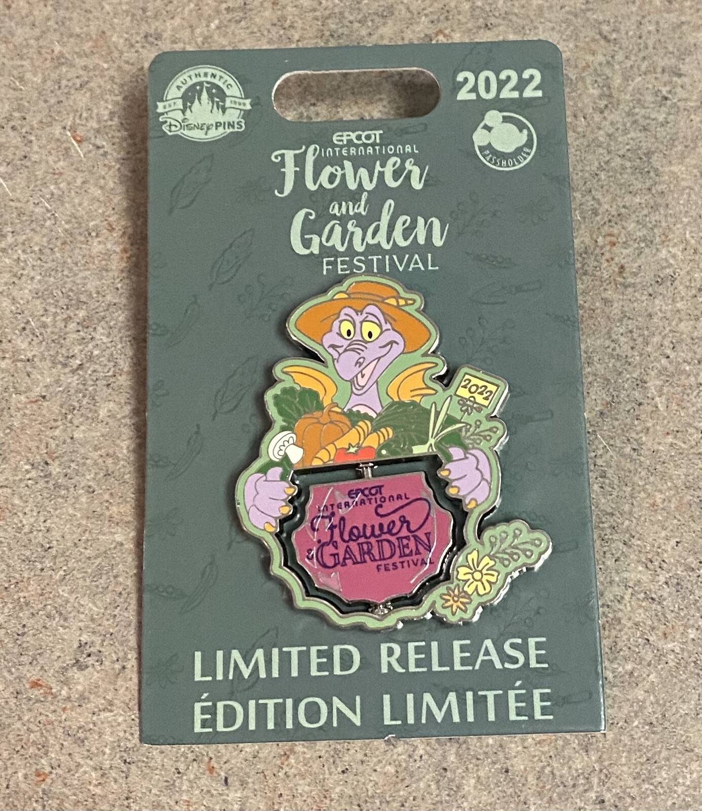Figment 2022 Epcot Flower And Garden Festival Disney Passholder LR Spinner Pin