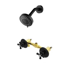 2 Handle Shower Faucet and 5 Mode Shower Head, Matte Black Two Handle Shower ...