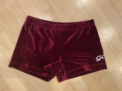 GK Elite Girls gymnastics/dance shorts. Velour Maroon AM Medium