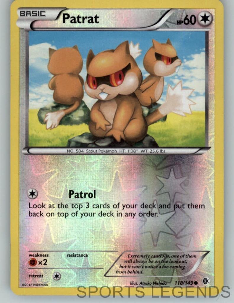 2012 pokemon Boundaries Crossed reverse holo Patrat 118/149