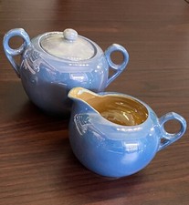 Vtg Mitsu-Boshi Tea Set Japan Creamer Sugar Hand painted Alice Wonderland  Pearl