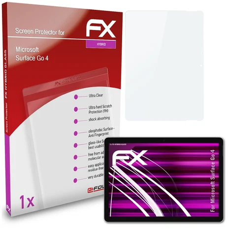 atFoliX Pellicola Vetro per Microsoft Surface Go 4 9H Armatura di protezione