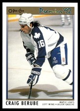 1991-92 O-Pee-Chee Premier #47 Craig Berube Toronto Maple Leafs Hockey Card