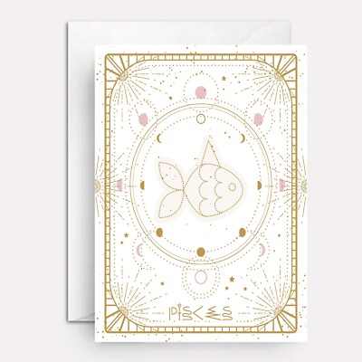 Pisces birthday card - astrological birthday card by Paper Bound Greetings
