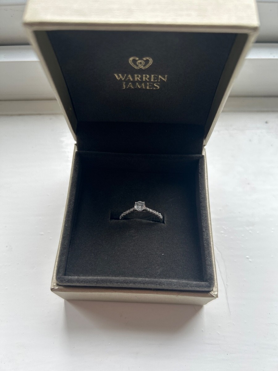 9ct White Gold Engagement Ring Size N Lab Grown Diamond UK