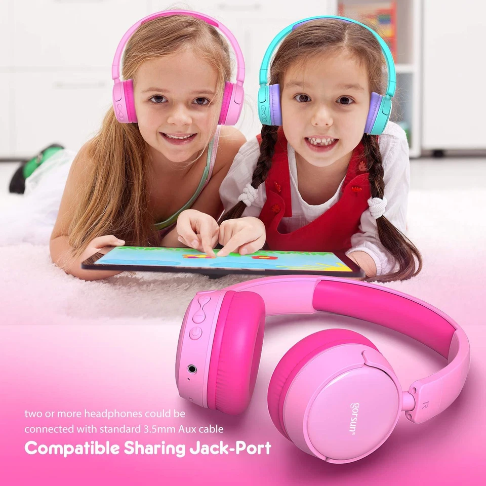 Bluetooth Kinderkopfhörer für Kinder Faltbare Mobiltelefon Tablet mit Kabel Rosa - Bild 4 von 4