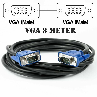 3M VGA Computer Monitor Kabel 15 Pin Stecker auf Stecker PC Laptop Bildschirm Kabel 3 Meter