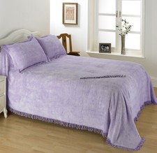 Luxury 100% Cotton Candlewick Geneva Design Classic Throwover Bedspread Blanket