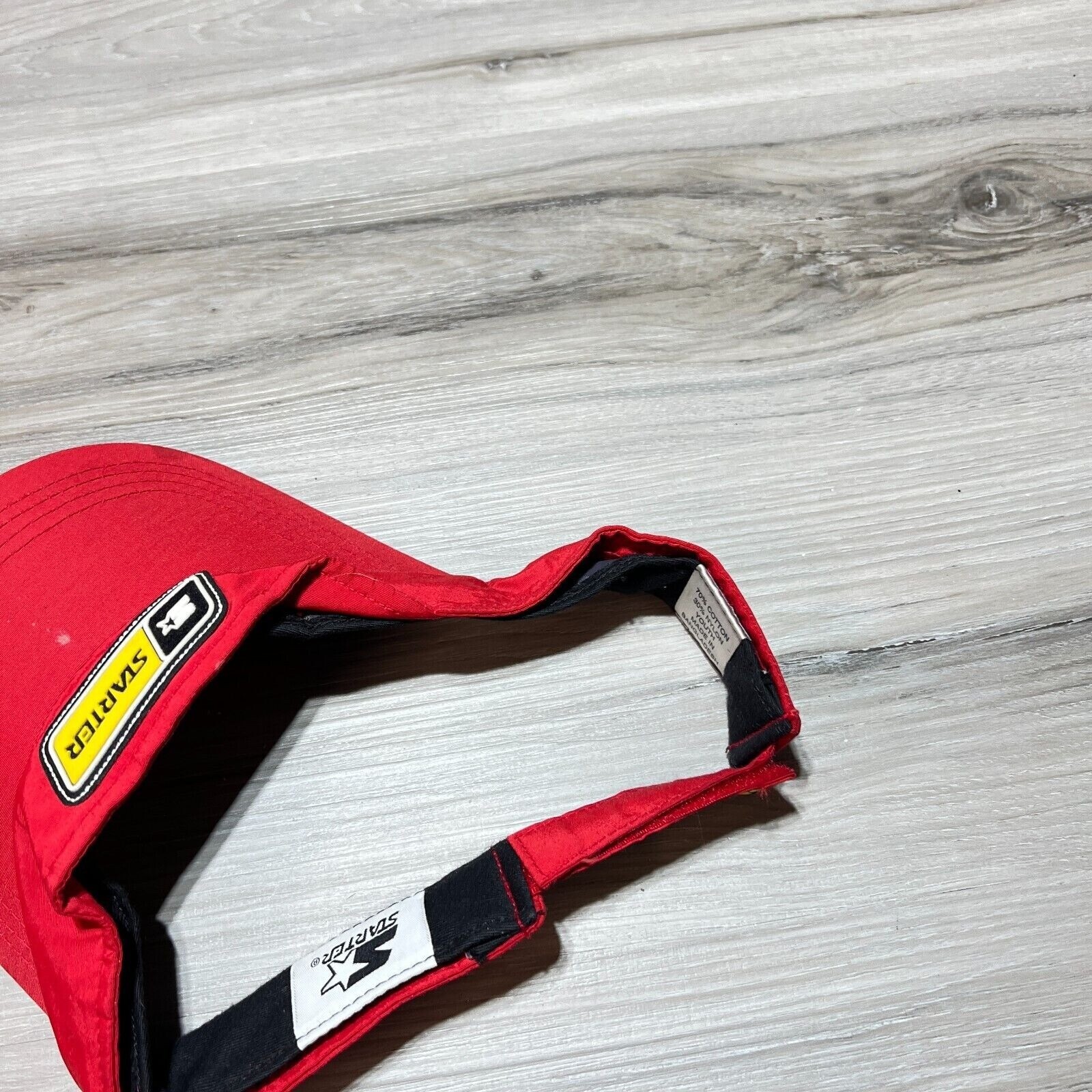 Vintage Starter Visor Hat Cap Red Patch Logo Red … - image 3