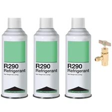 Leak Saver R290 Refrigerant - 8oz Upright Charging Self Sealing Can - 3 Pack