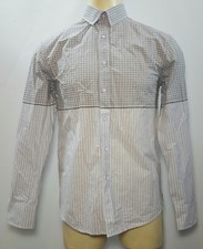 NEW Five Four Large L Beige Green Check Long Sleeve Mens Button Front Shirt NWT