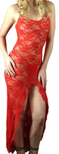Flirtzy Sexy Sleepwear, Womens Lace Long Dress, Lingerie Nightwear Set