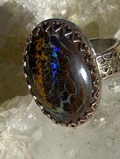 Handmade Qld Boulder Opal Ring with 14k Gold Filled Bezel