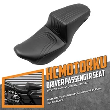 Driver Passenger Seat Black U Stitch For Harley Touring Road King Glide 09-2023