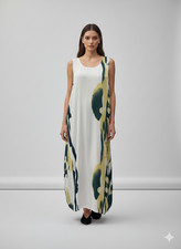 Womens Plus Size Curve Bubble Dress Abstract Print  Pocket Maxi Free Size -  P11