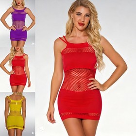 Xmas Sexy Fishnet Women's Lingerie Babydoll Teddy Sleepwear Tube Dress Christmas