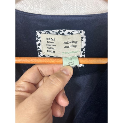 Saturday Sunday Anthropologie Jumpsuit XS Navy Blau Samt Cross Front - Bild 6 von 12