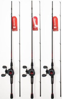 (LOT OF 3) QUANTUM INVADE 101 6'6" MEDIUM HEAVY 2PC LH BAITCAST COMBO 21 40443
