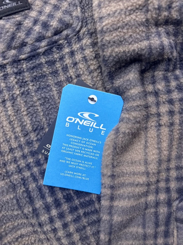 O'neill Blue Plaid Mens Medium Plaid Glacier High Pile Superfleece Long Sleeve - Image 2 of 4