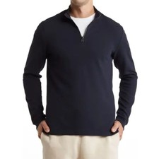 Hugo Boss Navy Quarter Zip Tenore Long Sleeve Sweater L slim fit NWT