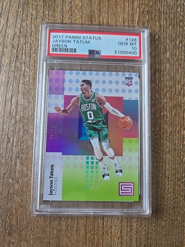 COLOR MATCH 🔥 Jayson Tatum Green /75 ROOKIE 2017 Panini Status #128 PSA 10