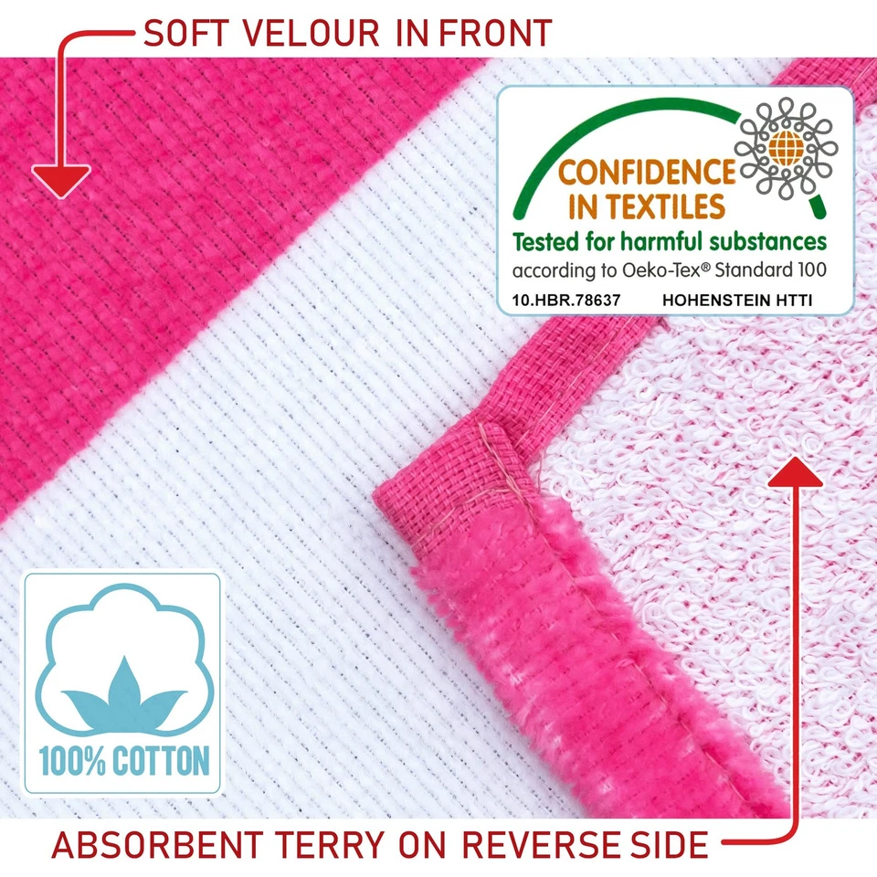 Toalla de playa rayas flamenco 28 x 55 pulgadas 100 % algodón (28" x 55", flamenco... Foto 4 de 4