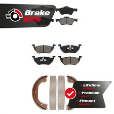 Front Rear Semi-Metallic Brake Pads & Parking Shoe Kit For 2005-2010 Ford Escape