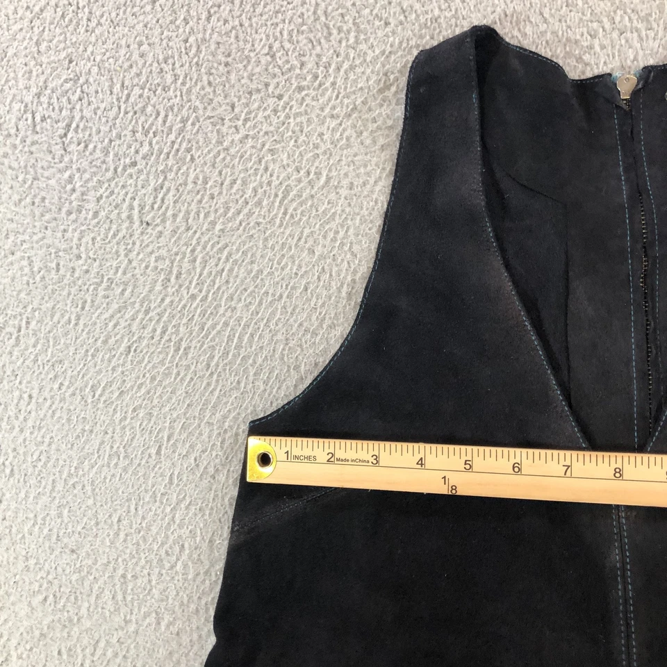 Vestido Free People Mujer Extra Pequeño Negro Gamuza Sin Mangas Mini Bolsillos Cuello en V Foto 2 de 4