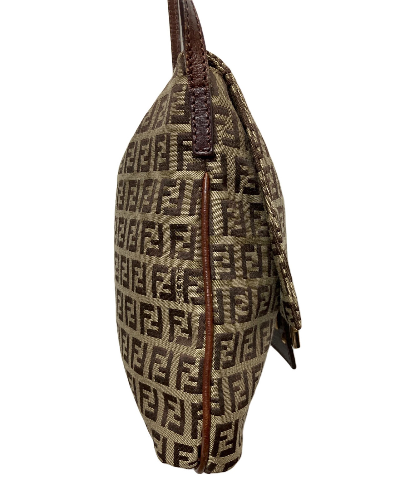 FENDI Shoulder bag Zucchino Mamma FF Logo Hardware Brown Vintage Auth From Japan image 5
