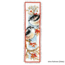 Vervaco Bookmark counted cross stitch kit Long-tailed birds red berries kit of 2