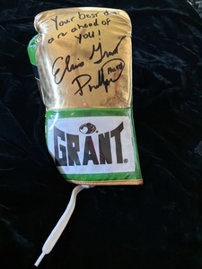 Signed Elvis Grant Boxing Glove Gold Green  Autograph Mint Collectible