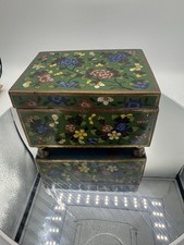 Antique Late 1800’s Chinese cloisonné enamel floral lidded trinket box.